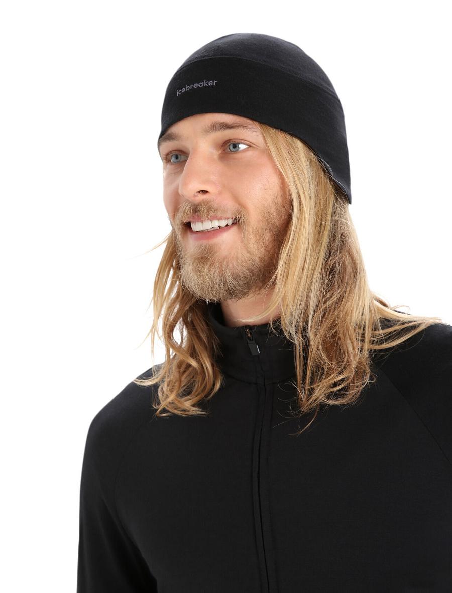 Icebreaker Unisex Merino Quantum Beanie Férfi Kalap Fekete | HU 1087XYUF